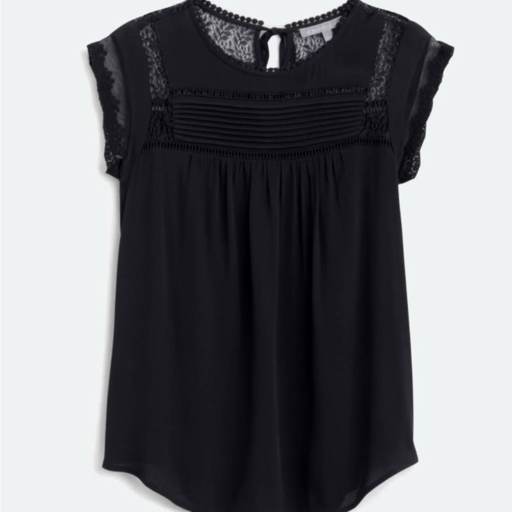 Elegant Black Lace Trim Women's Top